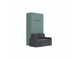 SMARTBett Murphy Bed M3 (depth 55 cm) vertical 100x200 Stonegreen  incl. SOFA