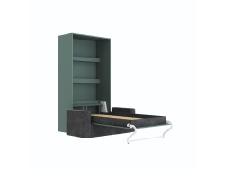 SMARTBett Murphy Bed M3 (depth 55 cm) vertical 100x200 Stonegreen  incl. SOFA