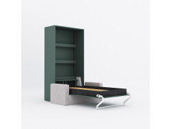 SMARTBett Murphy Bed M3 (depth 55 cm) vertical 100x200 Stonegreen  incl. SOFA