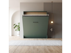 Murphy bed M1 180x200 Vertical  Stone green LIMITED EDITION! Back Panel - Kayserberg Oak