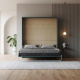 Murphy bed M1 180x200 Vertical  Stone green LIMITED EDITION! Back Panel - Kayserberg Oak