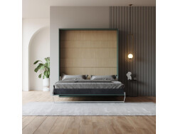 Murphy bed M1 180x200 Vertical  Stone green LIMITED EDITION! Back Panel - Kayserberg Oak without upholstered frame