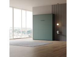 Murphy bed M1 180x200 Vertical  Stone green LIMITED EDITION! Back Panel - Kayserberg Oak without upholstered frame