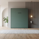 Murphy bed M1 180x200 Vertical  Stone green LIMITED EDITION! Back Panel - Kayserberg Oak without upholstered frame