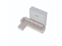SMARTBett wall bed M3 (depth 55cm) vertical 160x200 anthracite incl. L-shaped corner sofa sand grey