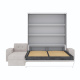 SMARTBett wall bed M3 (depth 55cm) vertical 160x200 anthracite incl. L-shaped corner sofa sand grey