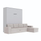 SMARTBett wall bed M3 (depth 55cm) vertical 160x200 anthracite incl. L-shaped corner sofa sand grey