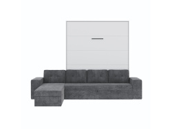 SMARTBett Murphy Bed M3 160x200 White with Anthracite  Corner Sofa