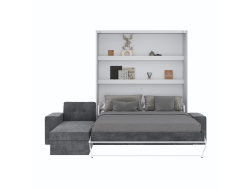 SMARTBett Murphy Bed M3 160x200 White with Anthracite  Corner Sofa