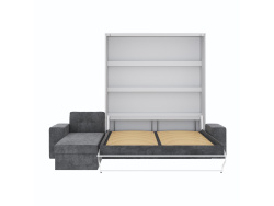 SMARTBett Murphy Bed M3 160x200 White with Anthracite  Corner Sofa