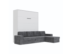 SMARTBett Murphy Bed M3 160x200 White with Anthracite  Corner Sofa