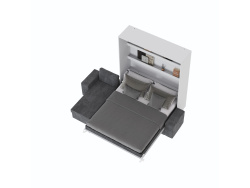 SMARTBett Murphy Bed M3 160x200 White with Anthracite  Corner Sofa