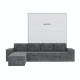 SMARTBett Murphy Bed M3 160x200 White with Anthracite  Corner Sofa