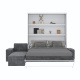 SMARTBett Murphy Bed M3 160x200 White with Anthracite  Corner Sofa