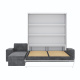 SMARTBett Murphy Bed M3 160x200 White with Anthracite  Corner Sofa