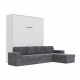 SMARTBett Murphy Bed M3 160x200 White with Anthracite  Corner Sofa