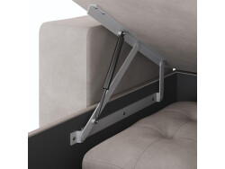 SMARTBett wall bed M3 (depth 55cm) vertical 160x200 anthracite incl. L-shaped corner sofa sand grey Armrests 26cm with hinged lid pearl grey