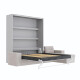 SMARTBett wall bed M3 (depth 55cm) vertical 160x200 anthracite incl. L-shaped corner sofa sand grey Armrests 26cm with hinged lid pearl grey