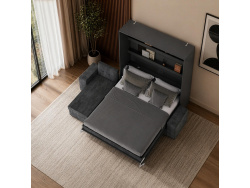 SMARTBett Murphy bed M3 (depth 55cm) vertical 160x200 anthracite incl. L-shaped corner sofa Anthracite