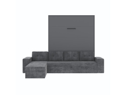 SMARTBett Murphy bed M3 (depth 55cm) vertical 160x200 anthracite incl. L-shaped corner sofa Anthracite