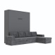 SMARTBett Murphy bed M3 (depth 55cm) vertical 160x200 anthracite incl. L-shaped corner sofa Anthracite