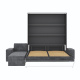 SMARTBett Murphy bed M3 (depth 55cm) vertical 160x200 anthracite incl. L-shaped corner sofa Anthracite