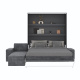 SMARTBett Murphy bed M3 (depth 55cm) vertical 160x200 anthracite incl. L-shaped corner sofa Anthracite
