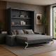 SMARTBett Murphy bed M3 (depth 55cm) vertical 160x200 anthracite incl. L-shaped corner sofa Anthracite