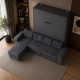 SMARTBett Murphy bed M3 (depth 55cm) vertical 160x200 anthracite incl. L-shaped corner sofa Anthracite