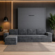 SMARTBett Schrankbett M3 (Tiefe 55cm) Vertikal 160x200 Anthrazit inkl. L-Ecksofa Anthrazit