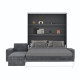 SMARTBett Schrankbett M3 (Tiefe 55cm) Vertikal 160x200 Anthrazit inkl. L-Ecksofa Anthrazit mit Armlehnen 26cm
