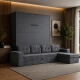 SMARTBett Schrankbett M3 (Tiefe 55cm) Vertikal 160x200 Anthrazit inkl. L-Ecksofa Anthrazit mit Armlehnen 26cm