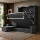 SMARTBett Schrankbett M3 (Tiefe 55cm) Vertikal 160x200 Anthrazit inkl. L-Ecksofa Anthrazit mit Armlehnen 26cm