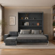 SMARTBett wall bed M3 (depth 55cm) vertical 180x200 anthracite incl. L-shaped corner sofa anthracite