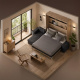 SMARTBett Schrankbett M3 (Tiefe 55cm) Vertikal 180x200 Wildeiche inkl. L-Ecksofa Anthrazit