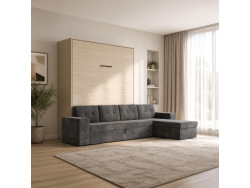 SMARTBett Schrankbett M3 (Tiefe 55cm) Vertikal 180x200 Kaiserberg Eiche inkl. L-Ecksofa Anthrazit