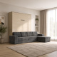 SMARTBett Schrankbett M3 (Tiefe 55cm) Vertikal 180x200 Kaiserberg Eiche inkl. L-Ecksofa Anthrazit