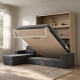 SMARTBett Schrankbett M3 (Tiefe 55cm) Vertikal 180x200 Kaiserberg Eiche inkl. L-Ecksofa Anthrazit