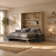 SMARTBett wall bed M3 (depth 55cm) vertical 180x200 Kayserberg Oak incl. L-shaped corner sofa anthracite with Armrests 11cm width