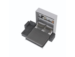 SMARTBett Schrankbett M3 (Tiefe 55cm) Vertikal 160x200 Perlgrau inkl. L-Ecksofa Anthrazit