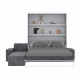 SMARTBett Schrankbett M3 (Tiefe 55cm) Vertikal 160x200 Perlgrau inkl. L-Ecksofa Anthrazit