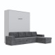 SMARTBett Schrankbett M3 (Tiefe 55cm) Vertikal 160x200 Perlgrau inkl. L-Ecksofa Anthrazit