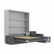SMARTBett Schrankbett M3 (Tiefe 55cm) Vertikal 160x200 Perlgrau inkl. L-Ecksofa Anthrazit