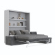 SMARTBett Schrankbett M3 (Tiefe 55cm) Vertikal 160x200 Perlgrau inkl. L-Ecksofa Anthrazit