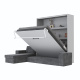 SMARTBett Schrankbett M3 (Tiefe 55cm) Vertikal 160x200 Perlgrau inkl. L-Ecksofa Anthrazit