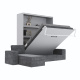 SMARTBett Schrankbett M3 (Tiefe 55cm) Vertikal 160x200 Perlgrau inkl. L-Ecksofa Anthrazit
