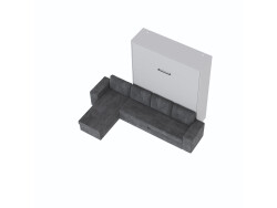 SMARTBett Schrankbett M3 (Tiefe 55cm) Vertikal 160x200 Perlgrau inkl. L-Ecksofa Anthrazit Armlehnen 26cm mit Klappdeckel