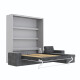 SMARTBett Schrankbett M3 (Tiefe 55cm) Vertikal 160x200 Perlgrau inkl. L-Ecksofa Anthrazit Armlehnen 26cm mit Klappdeckel