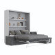 SMARTBett Schrankbett M3 (Tiefe 55cm) Vertikal 160x200 Perlgrau inkl. L-Ecksofa Anthrazit Armlehnen 26cm mit Klappdeckel