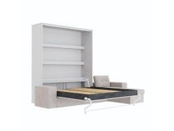 SMARTBett Murphy Bed M3 160x200 White with Sand Grey Corner Sofa